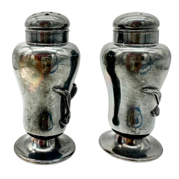Vtg Forbes Silver Co Druple Salt and Pepper Shakers Tulip Motif Collectible 3 in - Picture 7 of 9